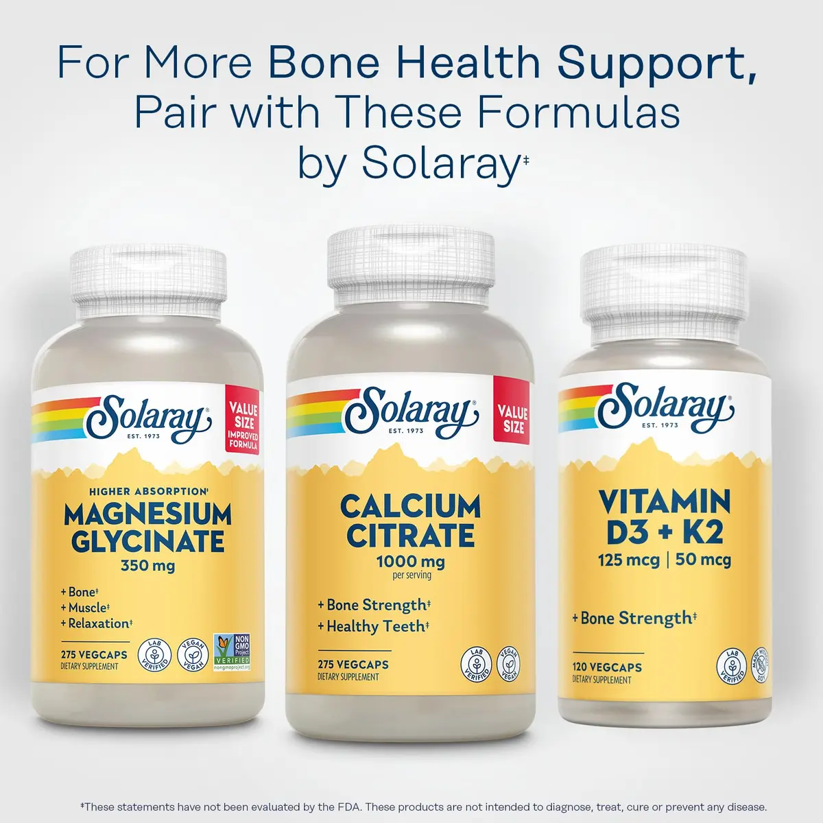 SOLARAY Calcium Citrate 1000 mg 275 VegCaps | Bone & Teeth Support, Gentle Digestion Formula, 68 Servings, Vegan, Lab Verified - view 6