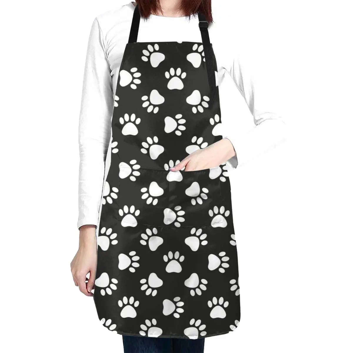 Abucaky Dog Animal Paws Print Waterproof Apron for Adults | Kitchen & BBQ Protection (70-120 chars) - main product image