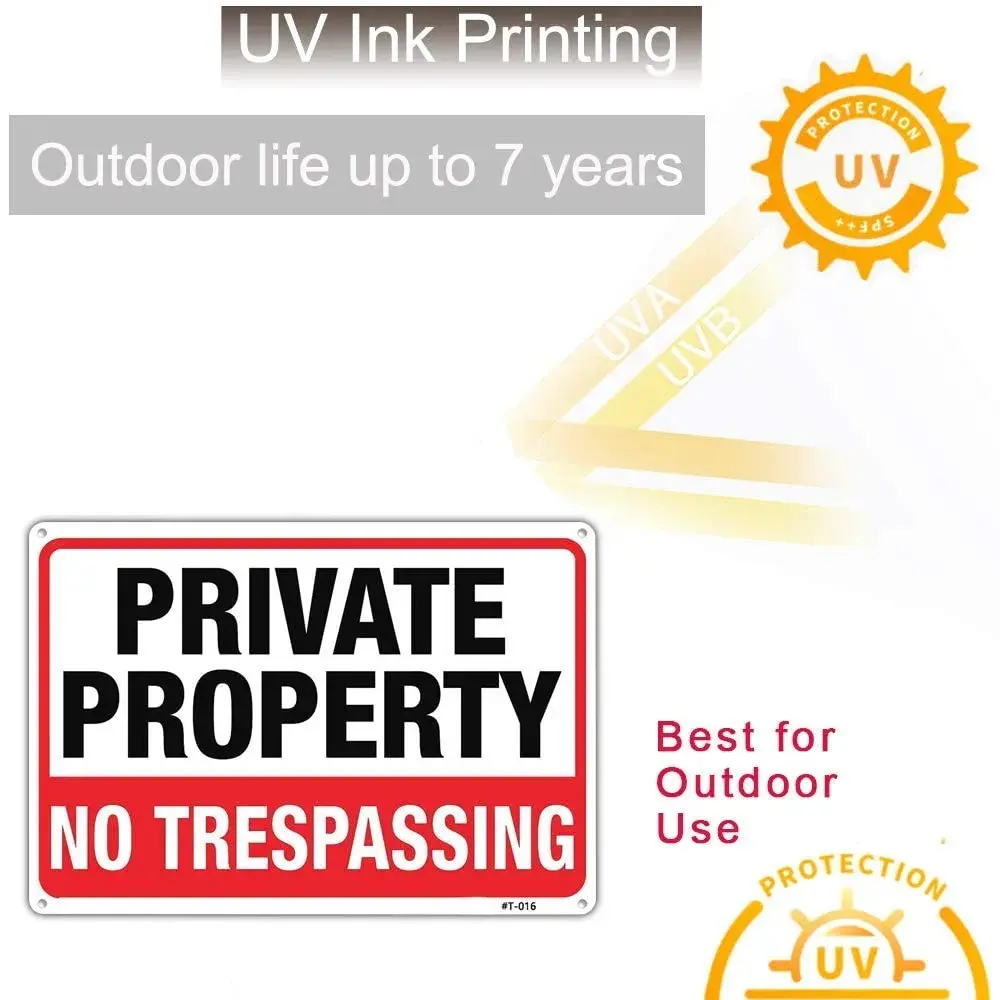 Dxyizus signs No Trespassing Sign Private Property 10x14 Inch Aluminum (4-Pack) | Rust-Free & Weatherproof Yard Sign - view 5