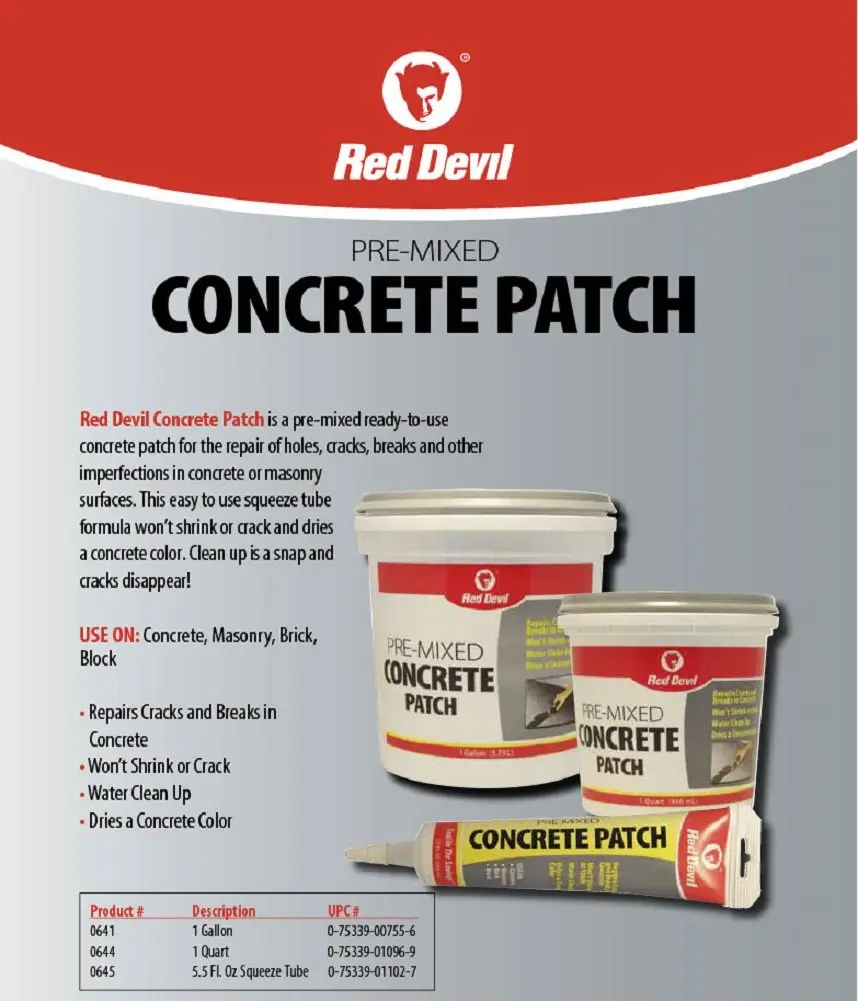 Red Devil Concrete Repair Patch 5.5 Oz. Squeeze Tube | Cement Crack Filler, Pack of 12, Gray, Made in USA - view 2