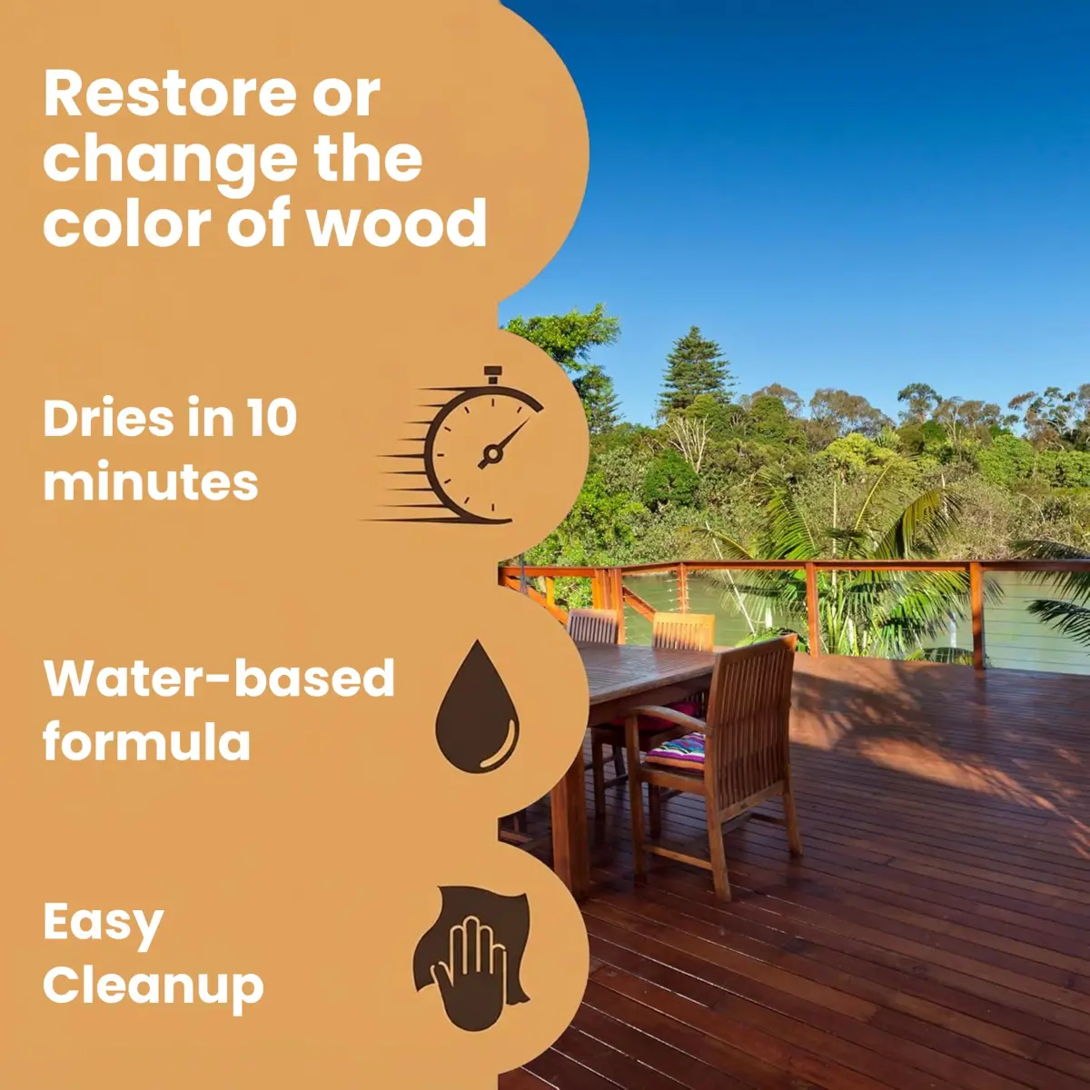 Furniture Clinic Wood Stain Antique Pine 2.5L (85 Fl Oz) | Water Based, Fast Drying, Low Odor - view 3