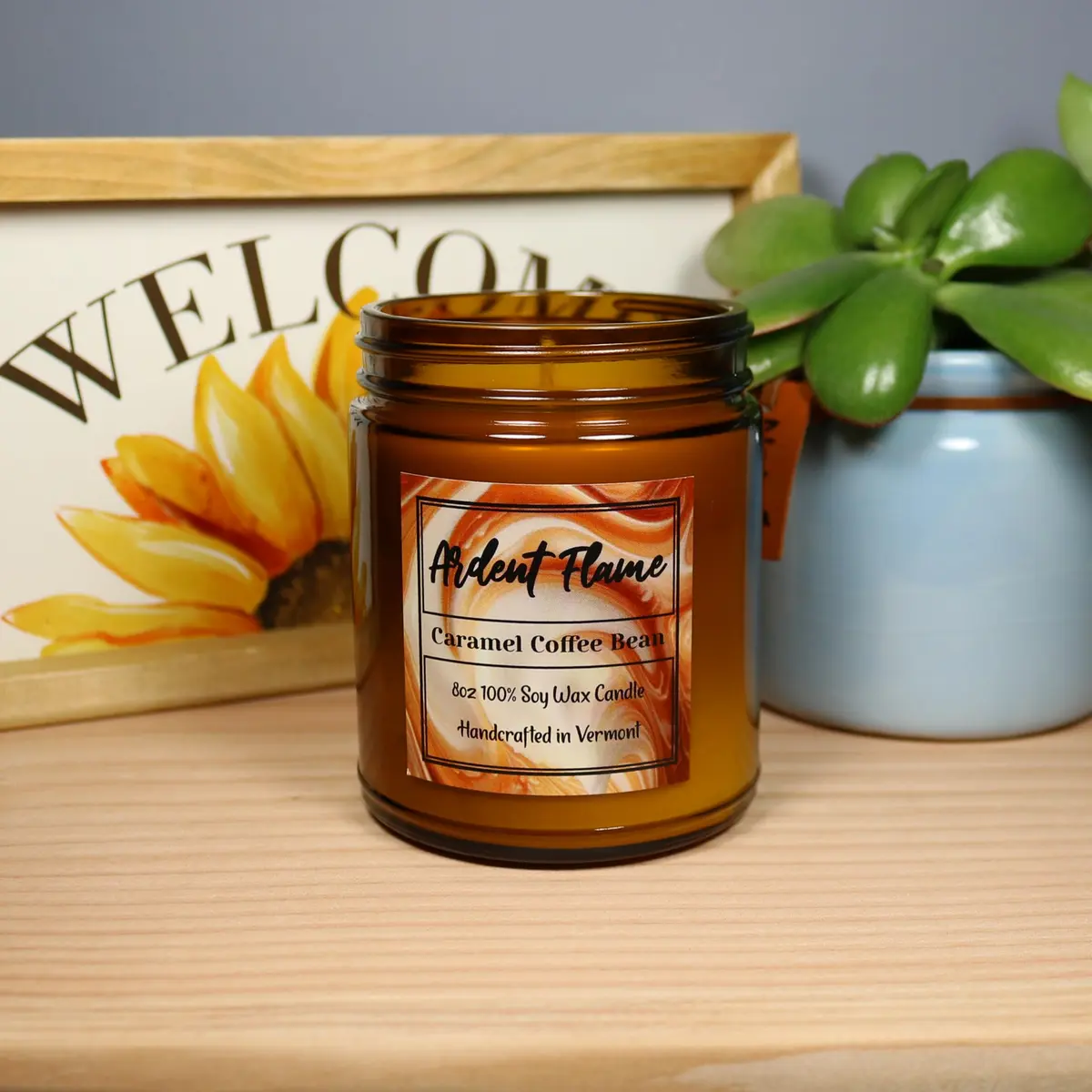 Ardent Flame Caramel Coffee Bean Candle | 8 oz | Highly Scented Soy Wax Home Decor - view 5