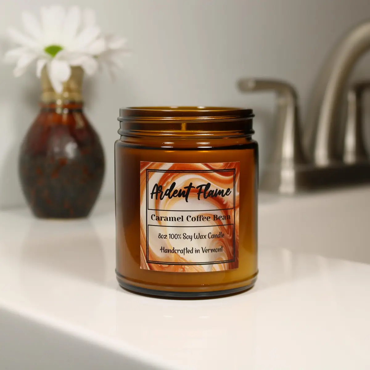 Ardent Flame Caramel Coffee Bean Candle | 8 oz | Highly Scented Soy Wax Home Decor - view 6