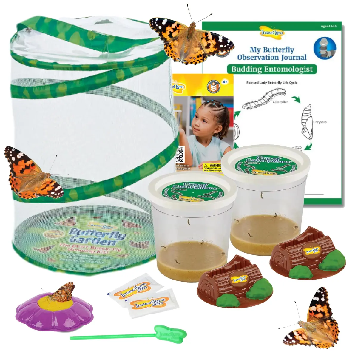 Insect Lore Butterfly Garden with 10 Live Baby Caterpillars & STEM Journal | 29.1 cm (12 inch) Habitat - main product image