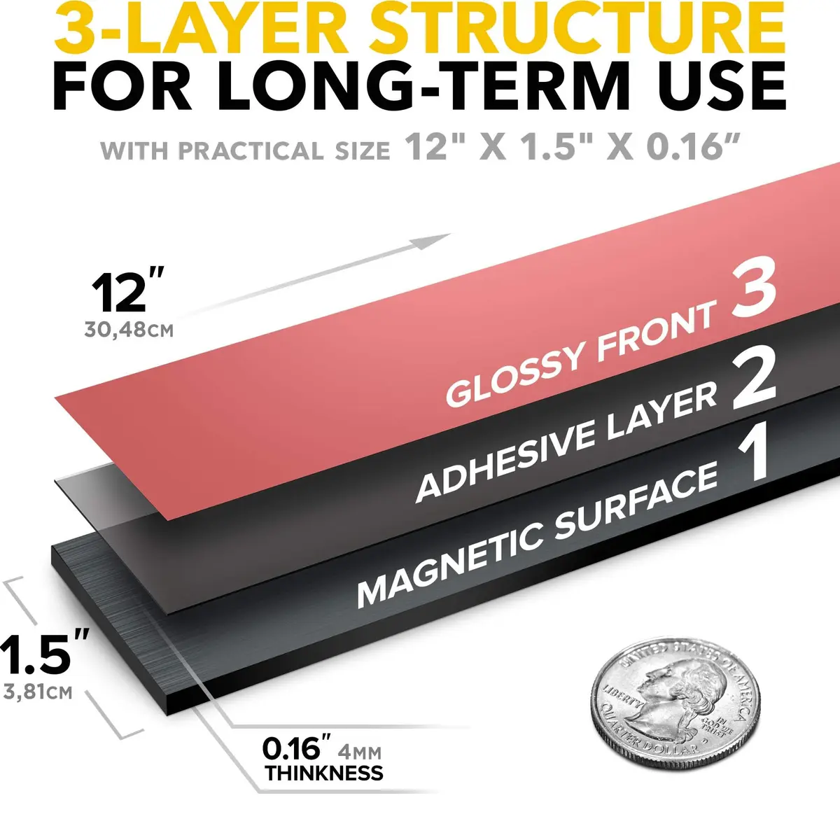 X-bet MAGNET Super Sticky Adhesive Magnetic Strips 12x1.5" | Flexible, Light-Duty Office & Craft Use - view 2