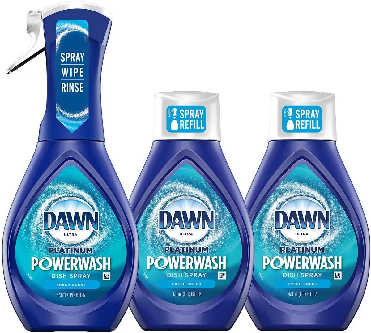 Dawn Powerwash Dish Spray Starter Kit 1.42 L (473 ml x 3) | 5x Faster Grease Cleaning - main product image
