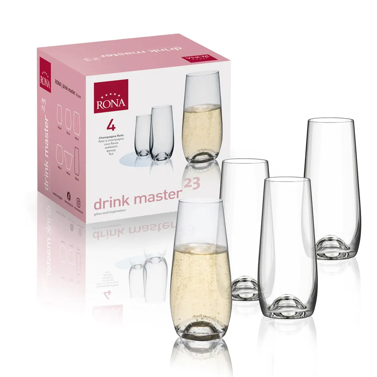 RONA Drink Master #6 Stemless Champagne Glass 9 oz | Lead-Free Crystal - main product image