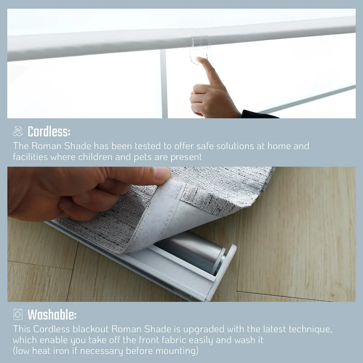 Everyday Celebration Roman Shades 23" W x 64" H | Room Darkening Cordless Window Treatment - view 5