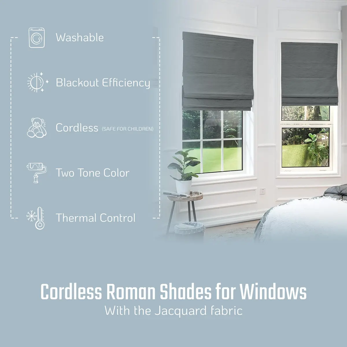 Everyday Celebration Roman Shades 23" W x 64" H | Room Darkening Cordless Window Treatment - view 2