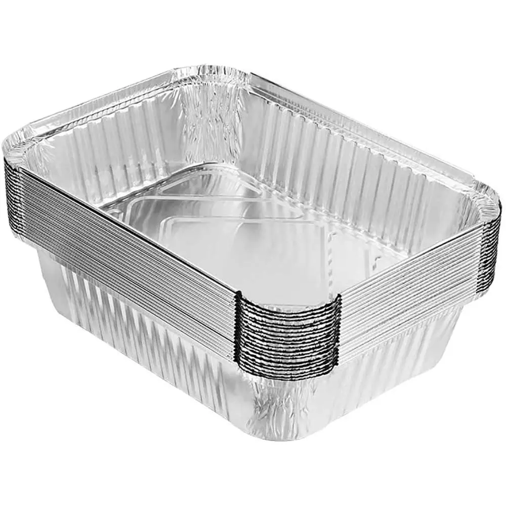 Tiger Chef Aluminum Pans Takeout Containers - Oblong Heavy Duty Foil Baking Pan - Quarter Size 8.4x5.9 inches | Durable, Eco-Friendly Food Storage (70-120 chars) - main product image