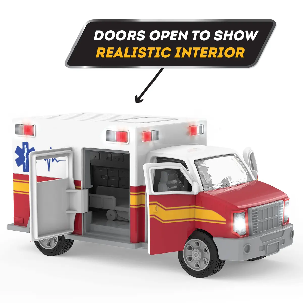 Driven by Battat Micro Ambulance Toy Truck with Lights and Sound, 1 Unit | ASTM-Tested Toy Vehicle for Kids 3+ - view 5