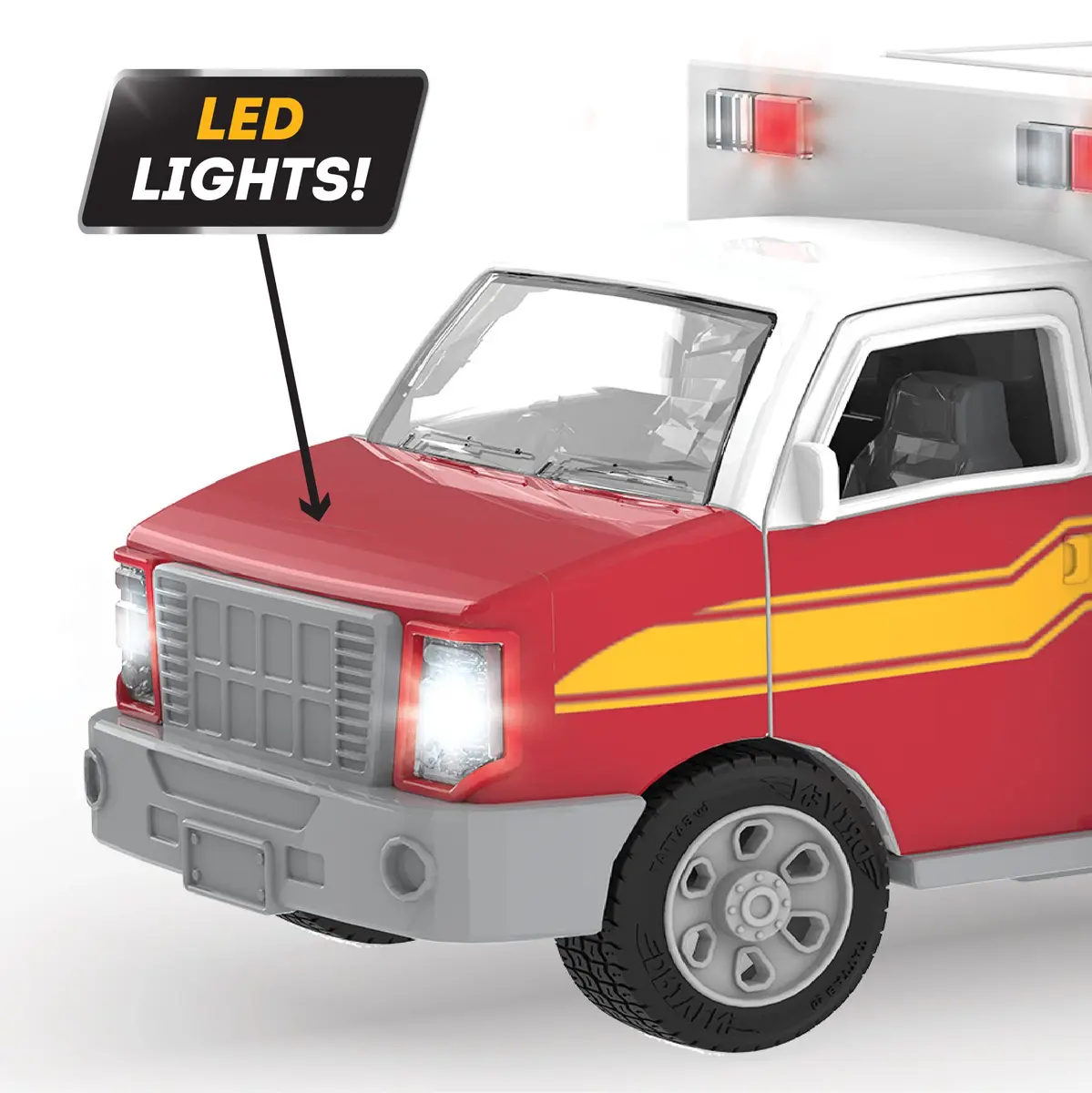Driven by Battat Micro Ambulance Toy Truck with Lights and Sound, 1 Unit | ASTM-Tested Toy Vehicle for Kids 3+ - view 6