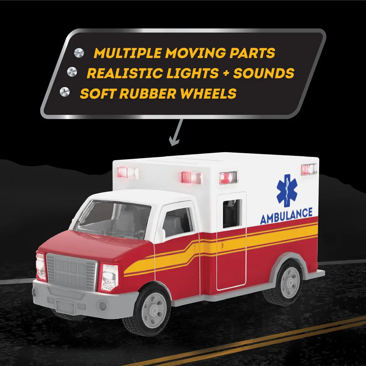 Driven by Battat Micro Ambulance Toy Truck with Lights and Sound, 1 Unit | ASTM-Tested Toy Vehicle for Kids 3+ - view 4