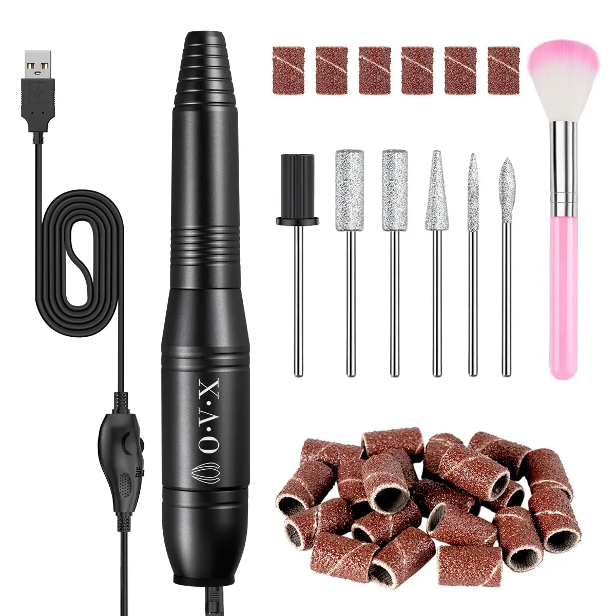 OVX Portable Electric Nail Drill Machine 20,000 RPM | Compact USB Manicure Pedicure Tool for Acrylic Nails & Gel Polishing - main product image
