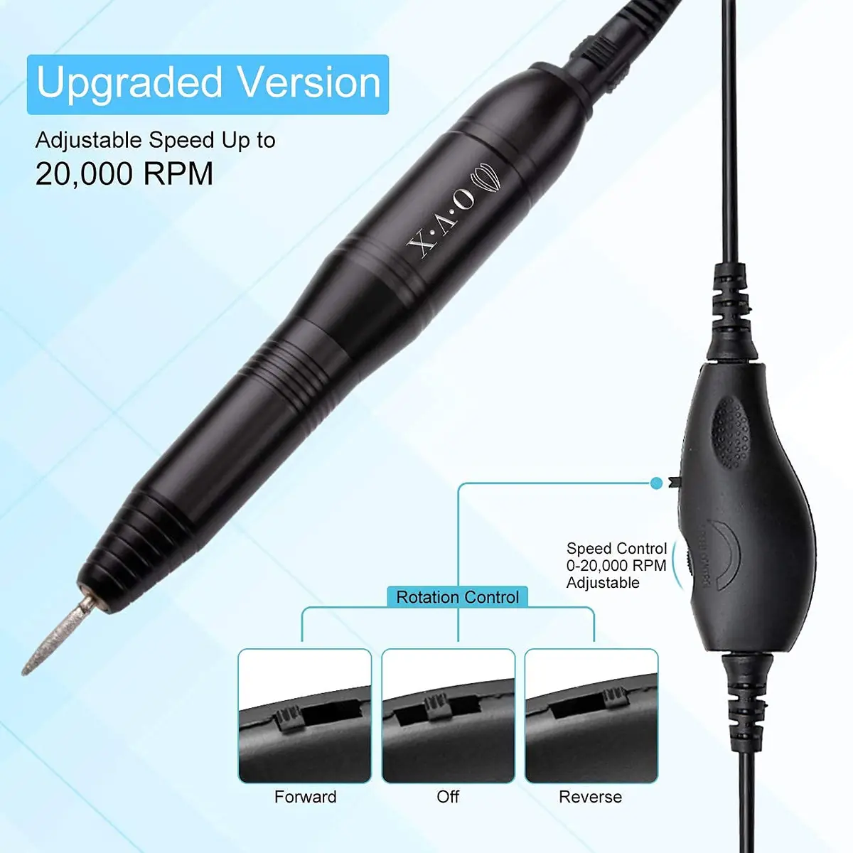 OVX Portable Electric Nail Drill Machine 20,000 RPM | Compact USB Manicure Pedicure Tool for Acrylic Nails & Gel Polishing - view 2