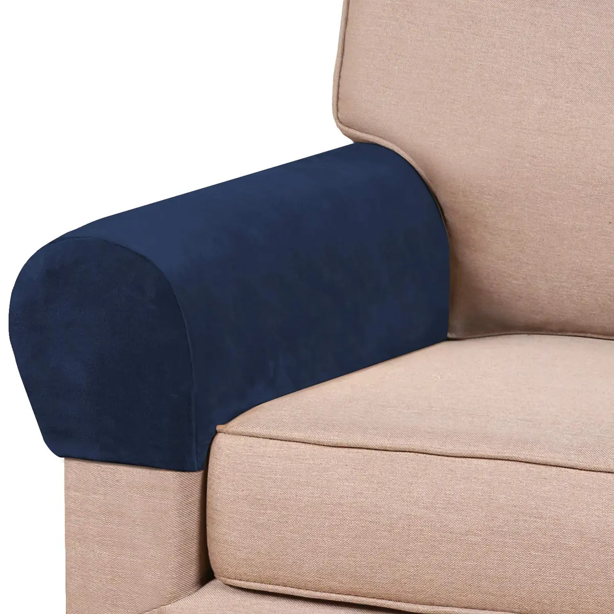 PrinceDeco Velvet Armrest Covers 4 Pack | Non Slip, Navy | Fits Most Chairs & Sofas - main product image