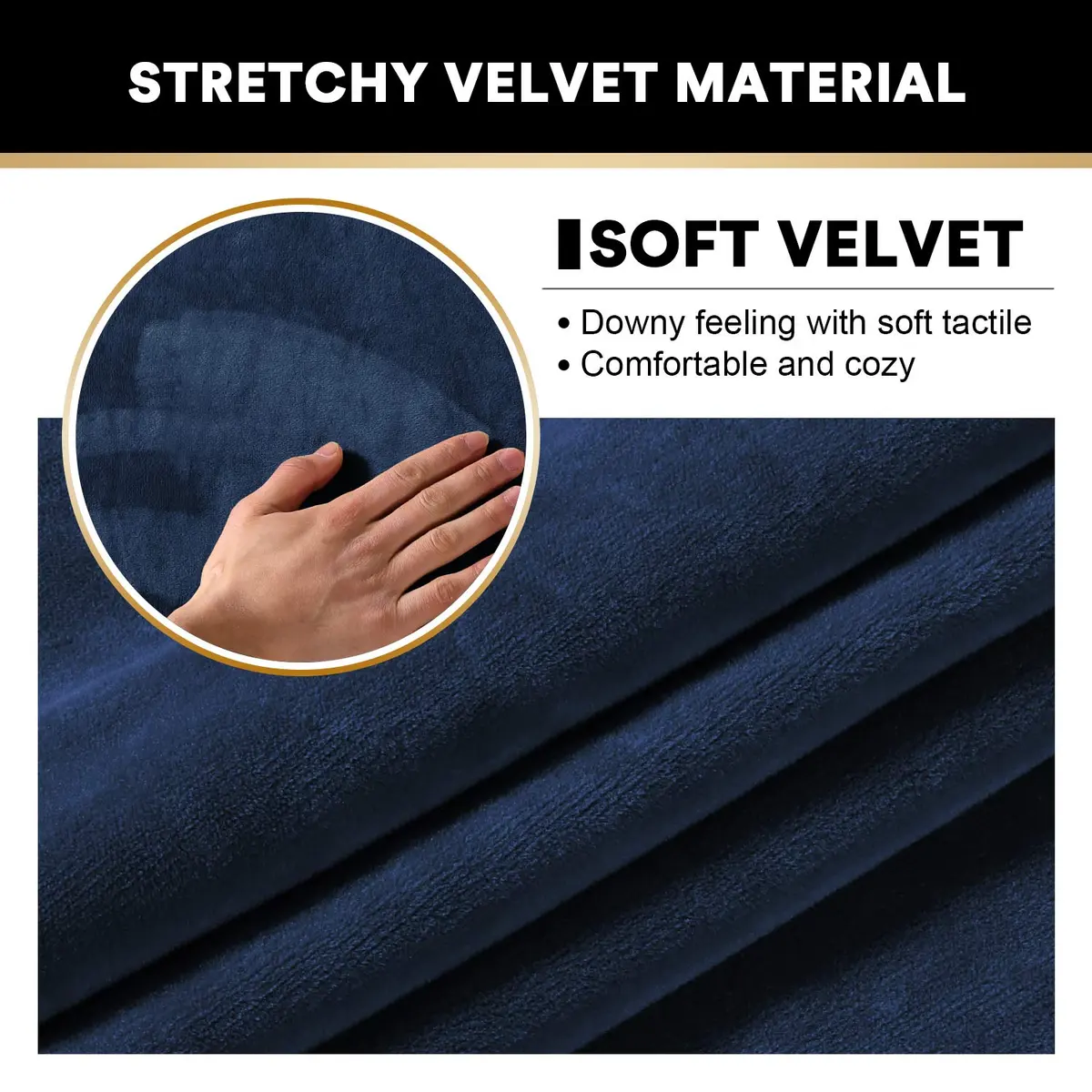 PrinceDeco Velvet Armrest Covers 4 Pack | Non Slip, Navy | Fits Most Chairs & Sofas - view 2