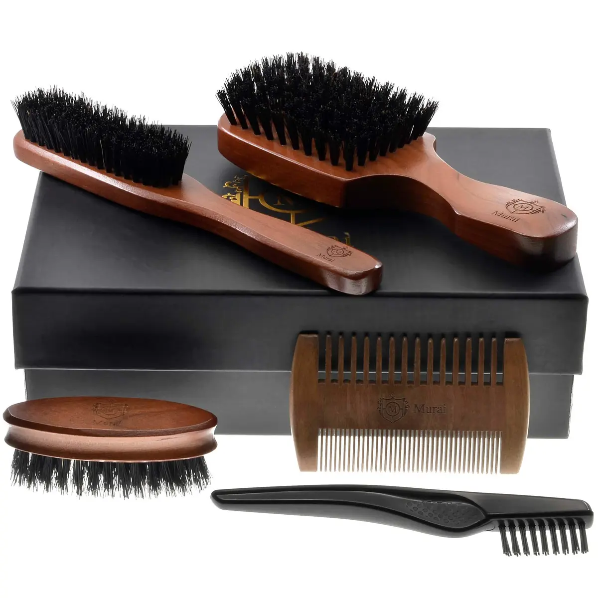 GIORGIO Beard Kit for Men Gift Set with Wooden & Boar Bristle Brushes | Complete Grooming Bundle (70-120 chars) - main product image