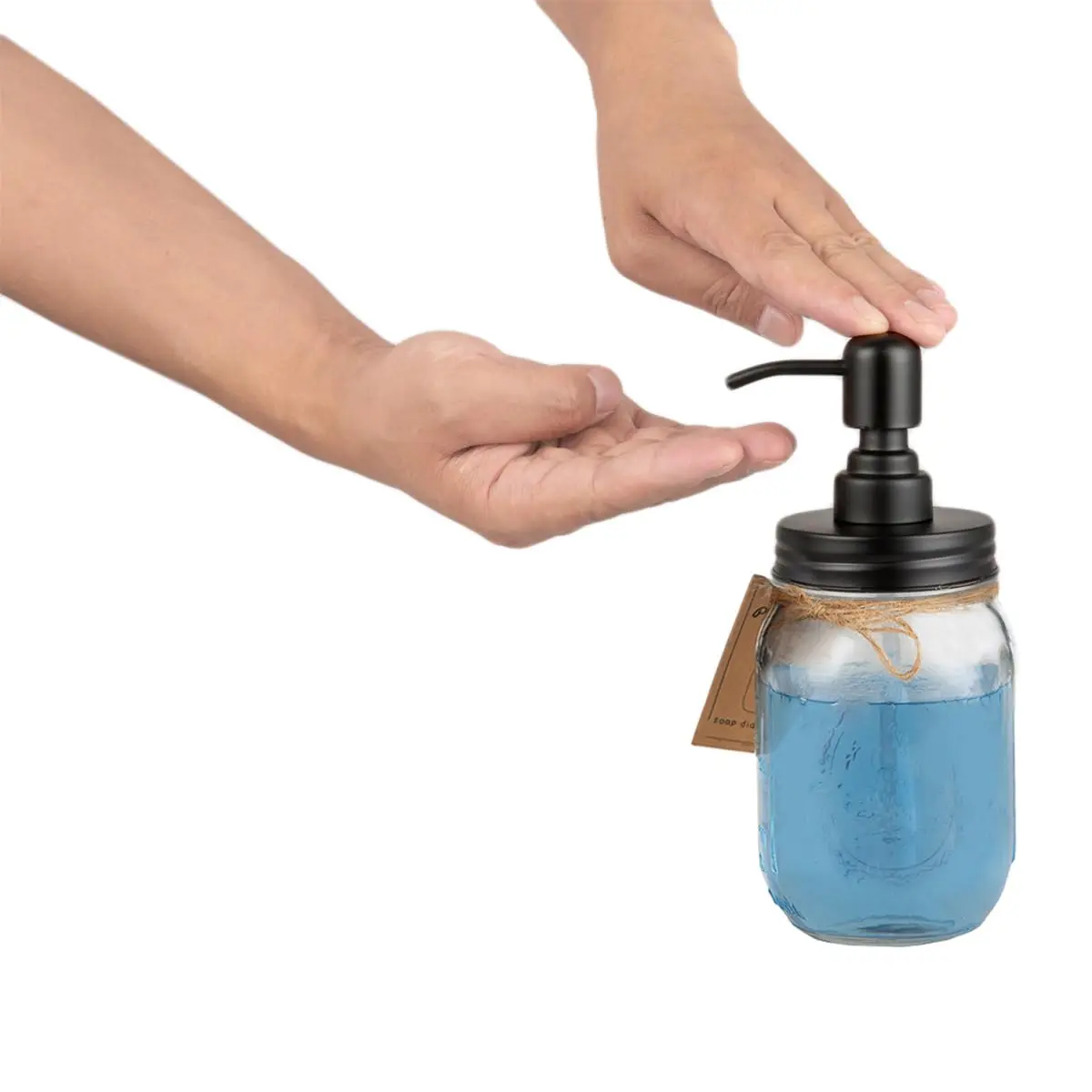 Plomkeest 16oz Mason Jar Soap Dispenser | Clear Glass & Rust-Proof Stainless Steel Pump - view 5