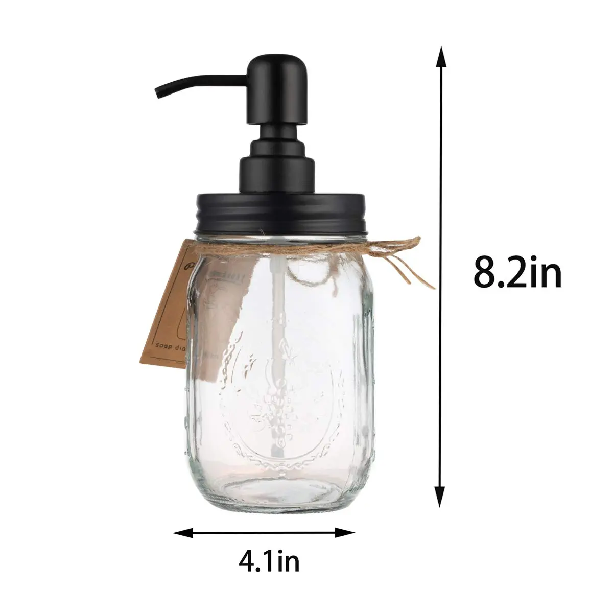 Plomkeest 16oz Mason Jar Soap Dispenser | Clear Glass & Rust-Proof Stainless Steel Pump - view 6
