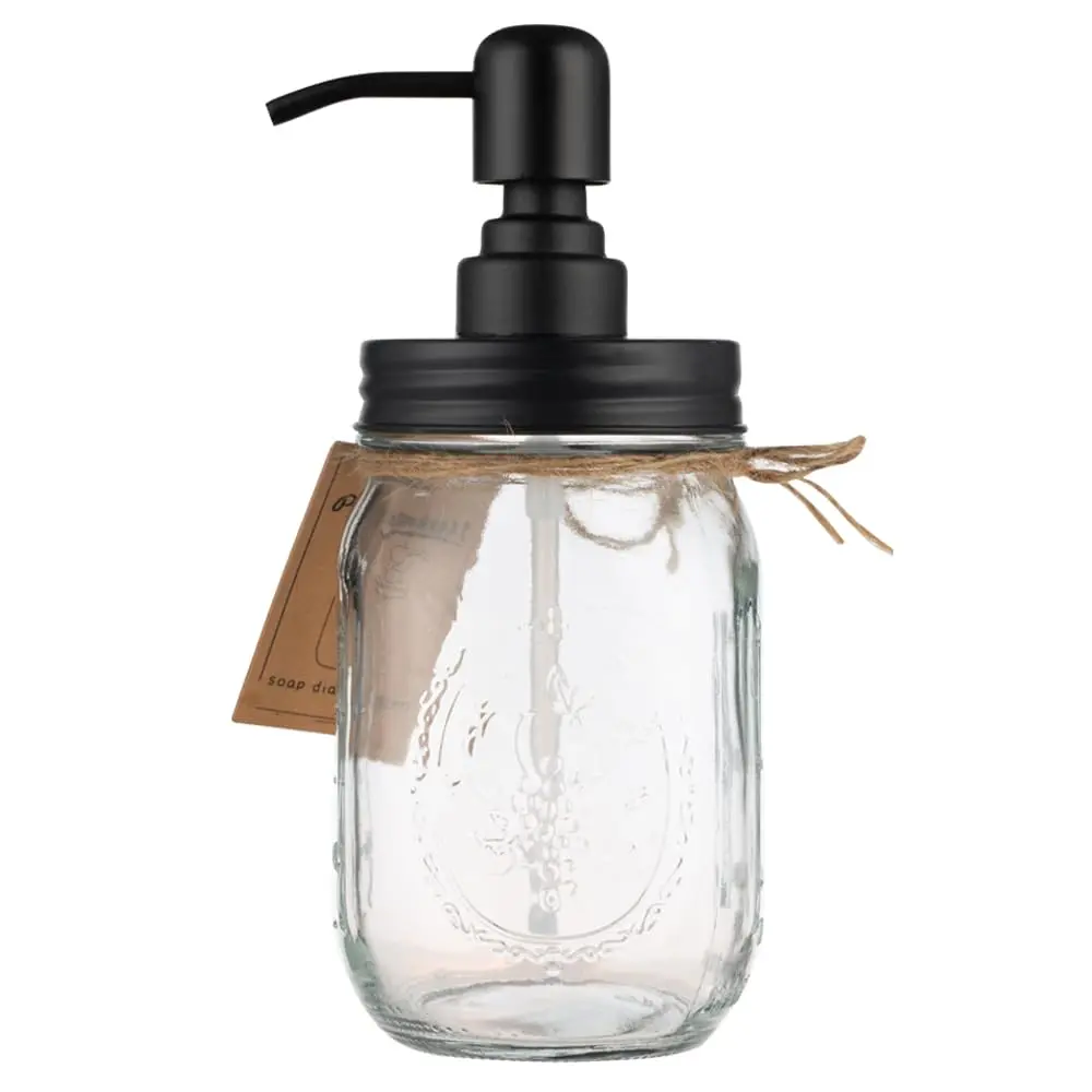 Plomkeest 16oz Mason Jar Soap Dispenser | Clear Glass & Rust-Proof Stainless Steel Pump - view 3