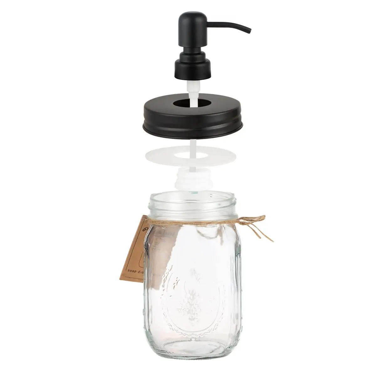 Plomkeest 16oz Mason Jar Soap Dispenser | Clear Glass & Rust-Proof Stainless Steel Pump - view 4