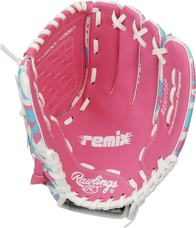 Rawlings Remix T-Ball & Youth Baseball Glove Right Hand Throw 9" (22.86 cm) Pink | Utility Glove for Ages 3-5 - view 4