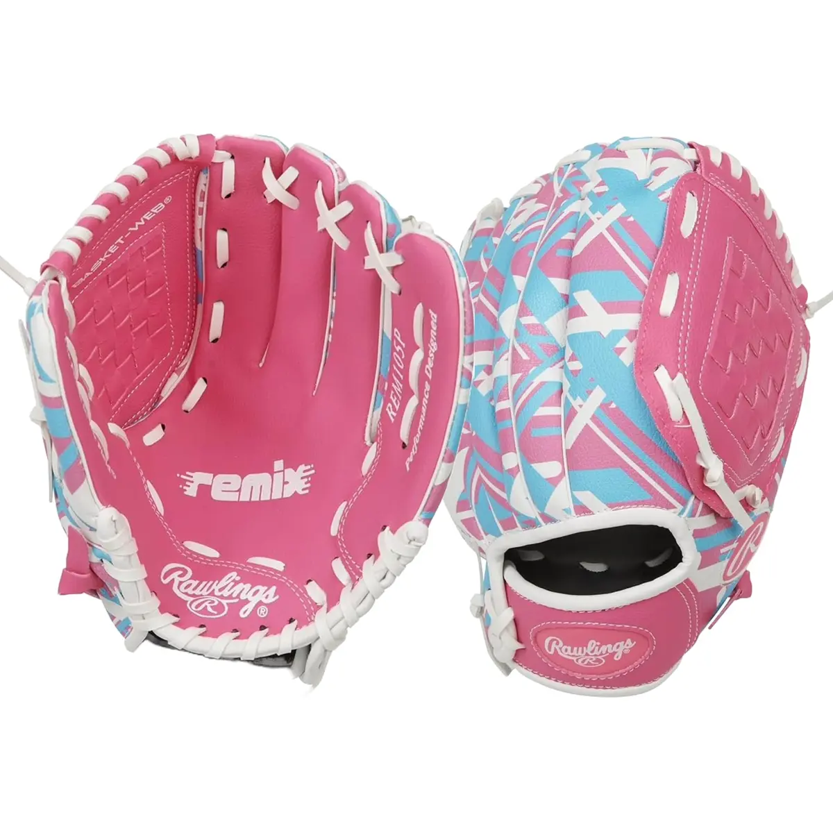 Rawlings Remix T-Ball & Youth Baseball Glove Left Hand Throw 9" (23cm) Pink | Utility Glove for Ages 3-5 - main product image