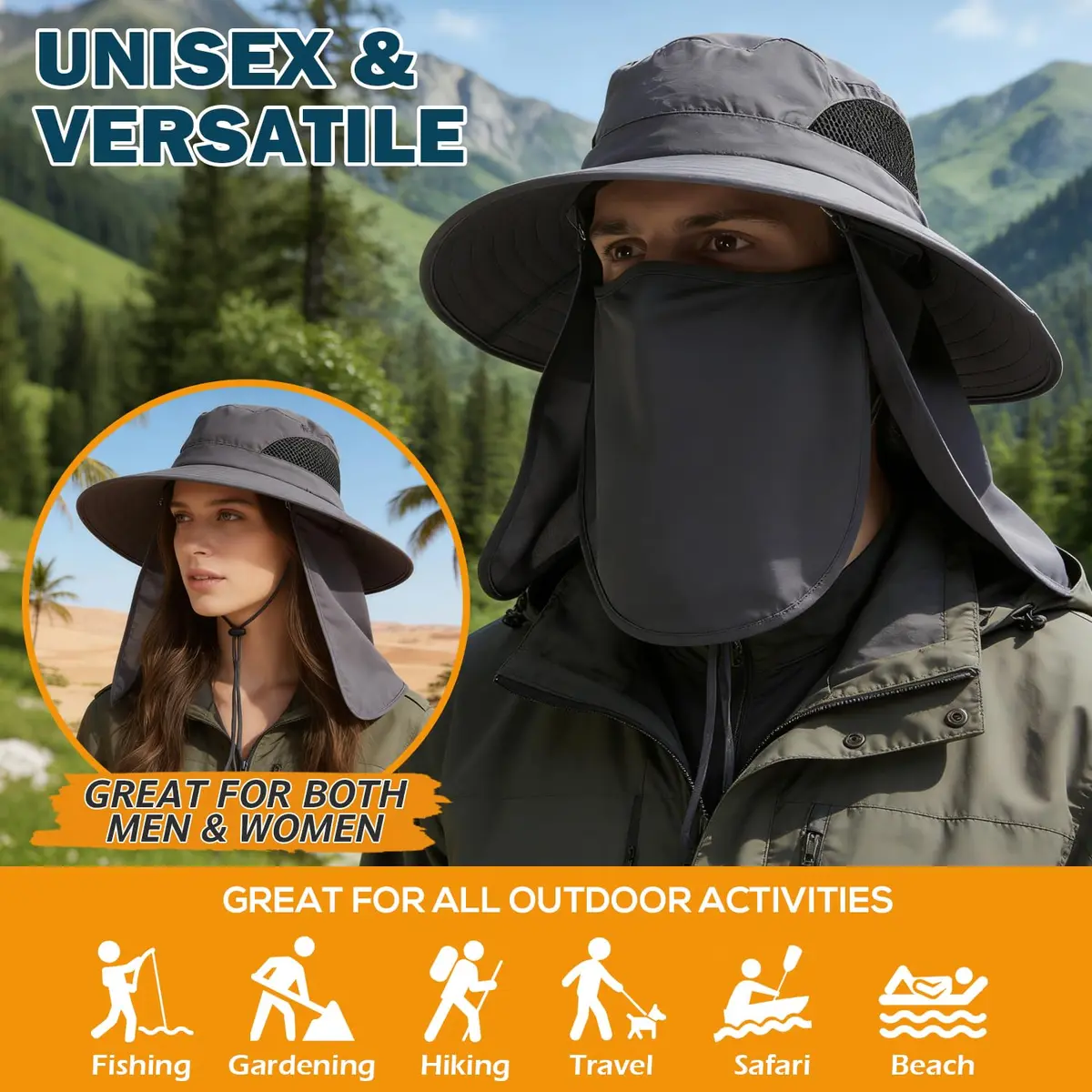 EINSKEY Wide Brim Sun Bucket Hat Waterproof UPF 50+ | Unisex Outdoor Sun Protection (70-120 chars) - view 2