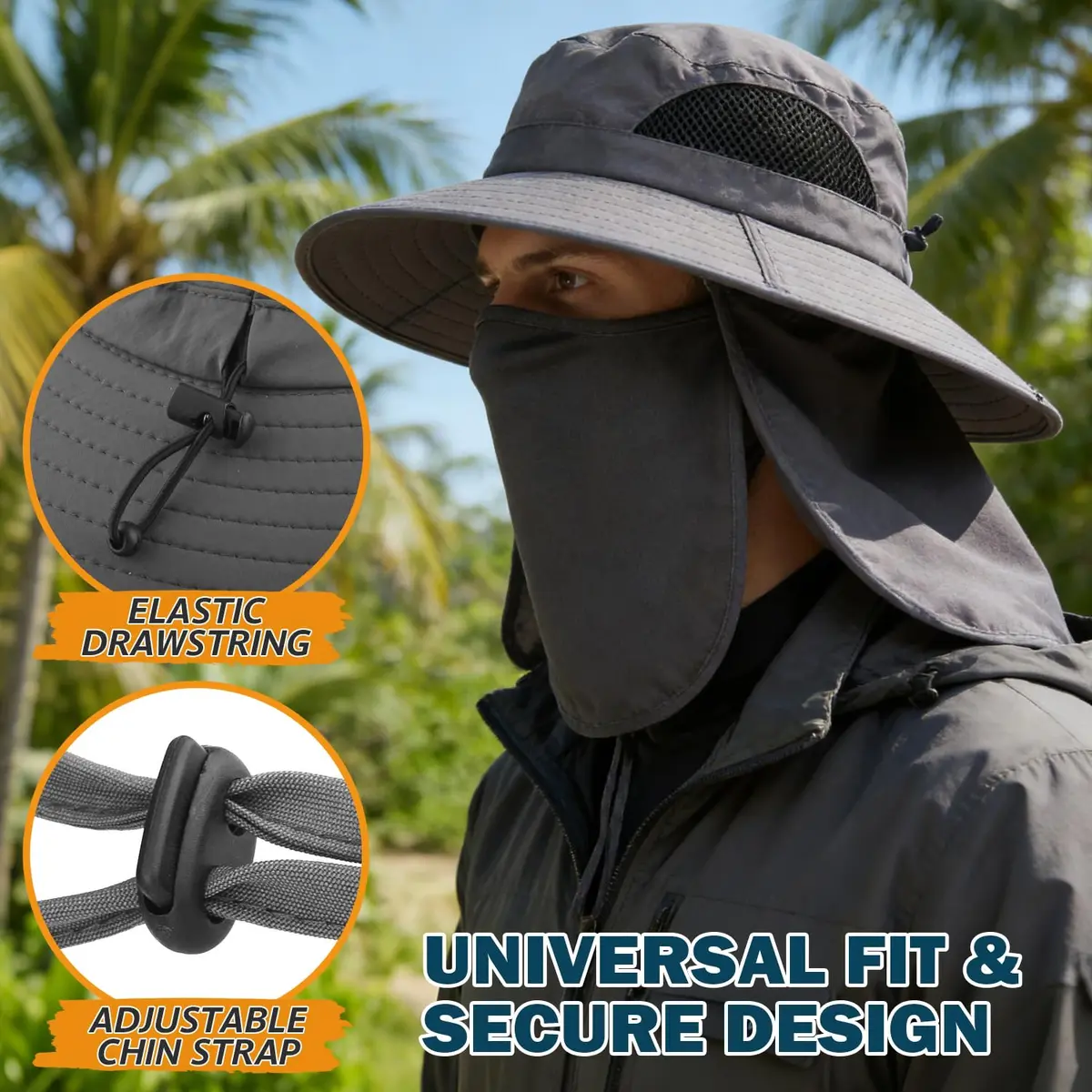EINSKEY Wide Brim Sun Bucket Hat Waterproof UPF 50+ | Unisex Outdoor Sun Protection (70-120 chars) - view 4