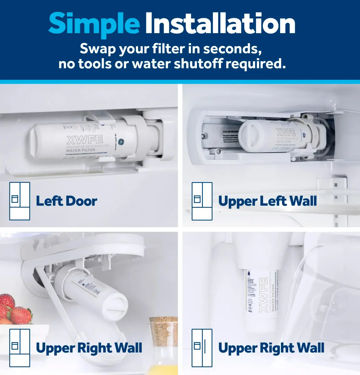 GE XWFE Refrigerator Water Filter 1.8x1.8x9.8 inches (4.6x4.6x24.9 cm) | Certified to Reduce Lead, Sulfur, and 50+ Impurities - view 4