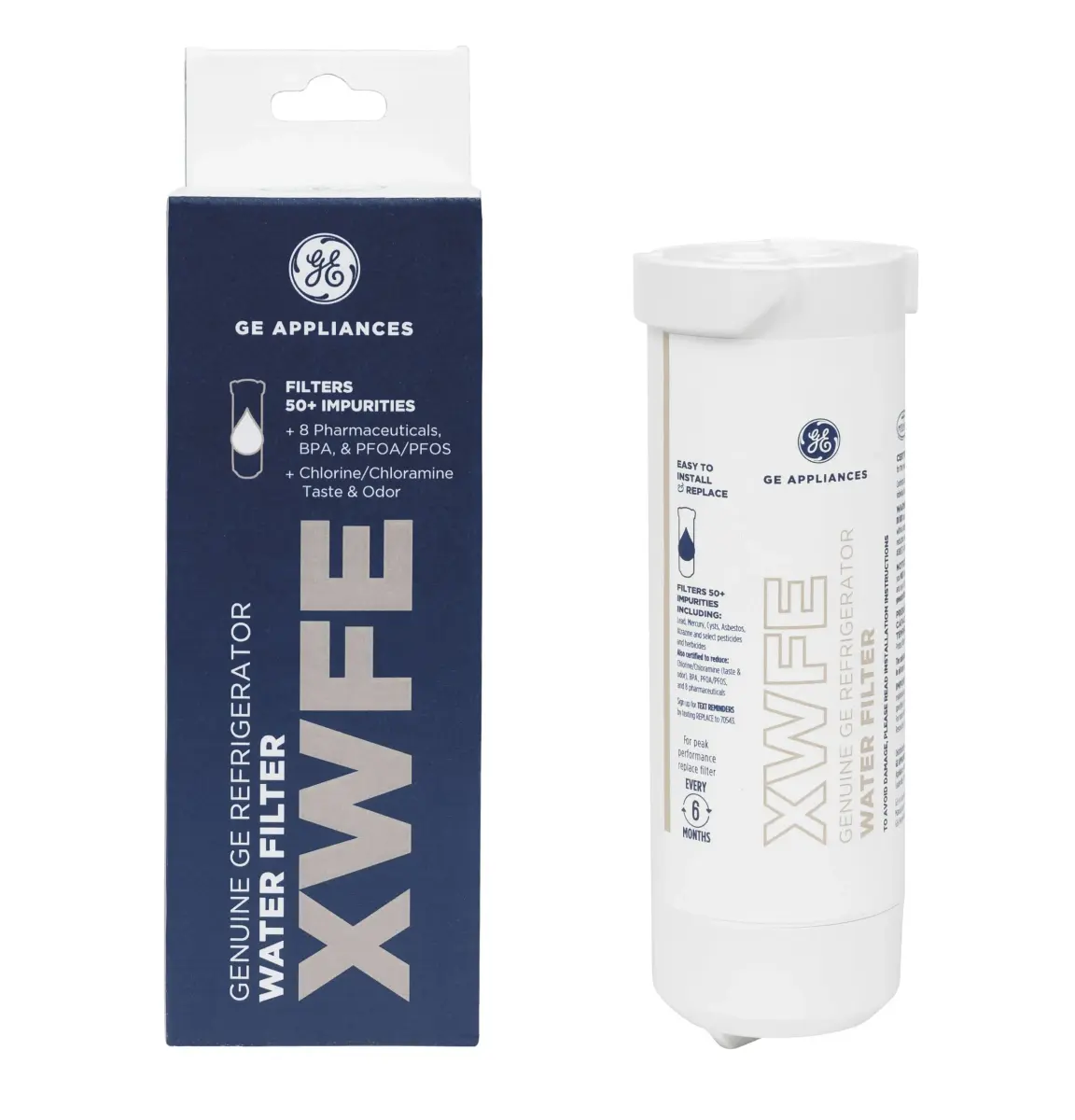 GE XWFE Refrigerator Water Filter 1.8x1.8x9.8 inches (4.6x4.6x24.9 cm) | Certified to Reduce Lead, Sulfur, and 50+ Impurities - main product image