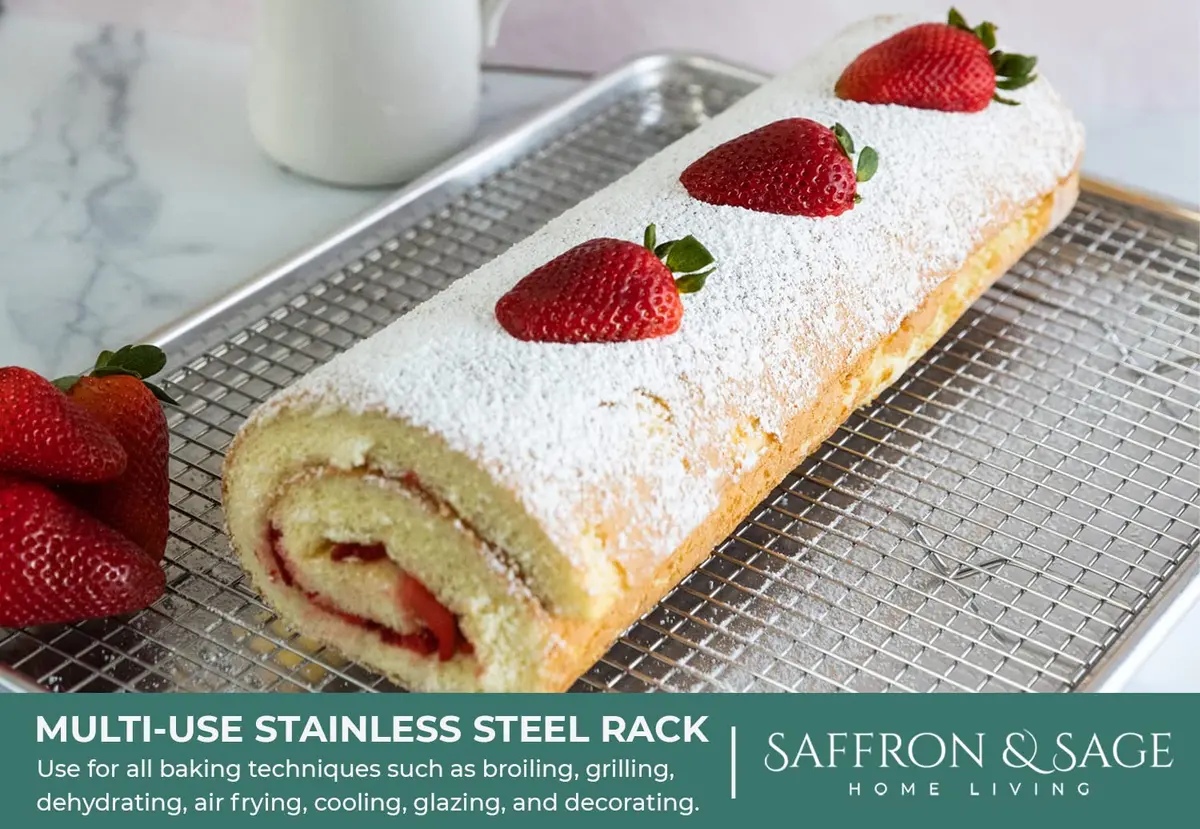 Saffron & Sage Home Living Commercial Quality Cookie Sheet & Rack | Heavy Duty Aluminum Baking & Cooling Set - view 5