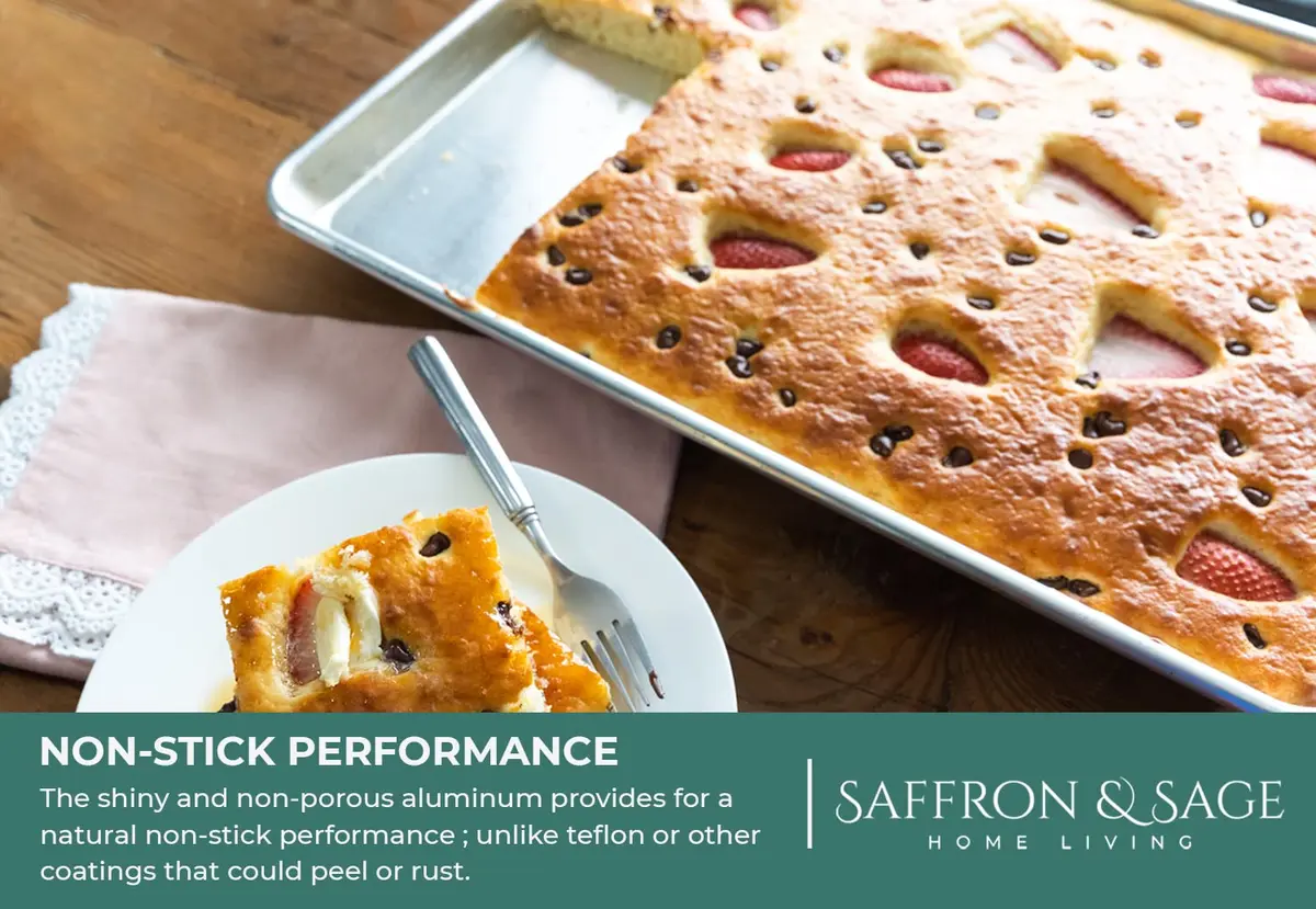 Saffron & Sage Home Living Commercial Quality Cookie Sheet & Rack | Heavy Duty Aluminum Baking & Cooling Set - view 3