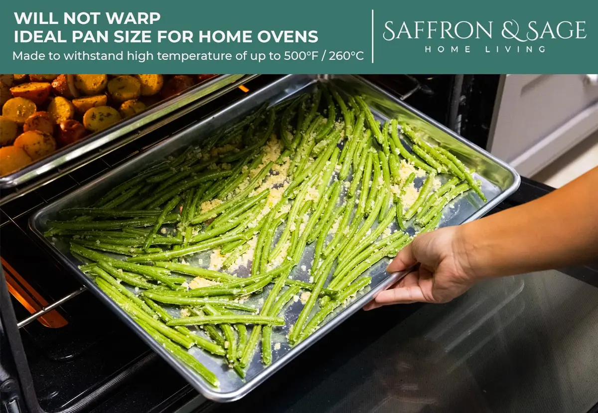 Saffron & Sage Home Living Commercial Quality Cookie Sheet & Rack | Heavy Duty Aluminum Baking & Cooling Set - view 4