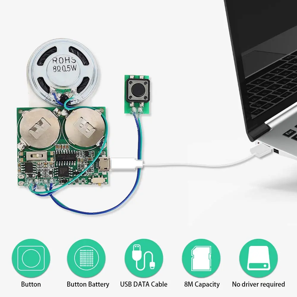IS Recordable Sound Module 8M USB Programmable Sound Chip with Speaker | DIY Greeting Card & Electronics Project - view 6