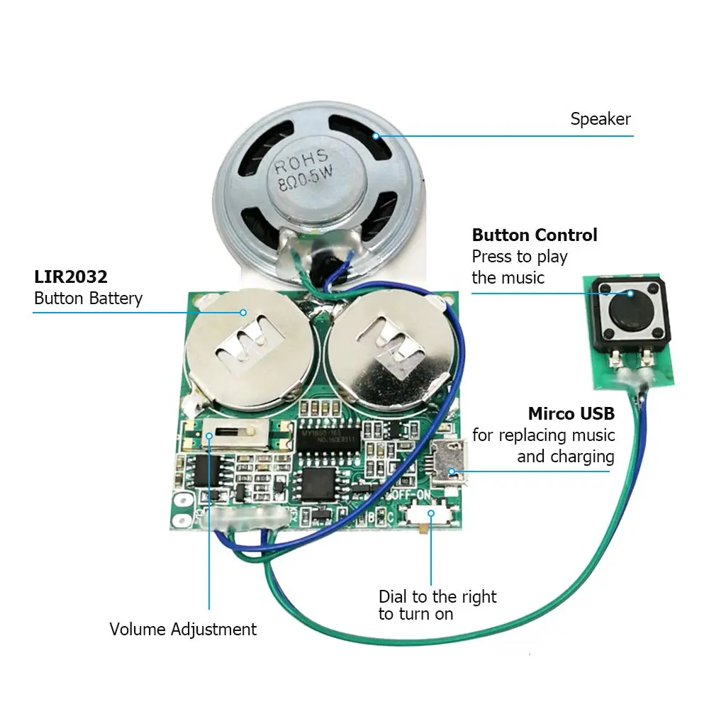 IS Recordable Sound Module 8M USB Programmable Sound Chip with Speaker | DIY Greeting Card & Electronics Project - view 2