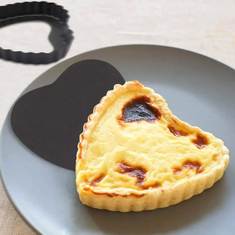 Cyimi Mini Tart Pan Set of 6 Heart-shaped Quiche Pan 10 cm (4 Inch) | Non-Stick Removable Bottom for Pies, Cakes, Baking - view 5