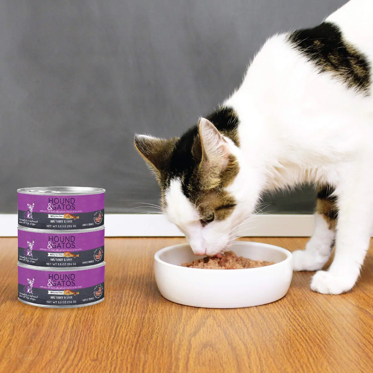 Hound & Gatos Turkey Wet Cat Food 5.5 oz Can | 98% Real Meat, Grain Free, Limited Ingredient - view 2