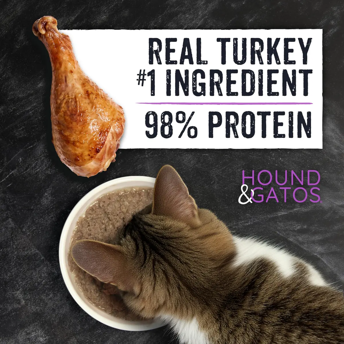 Hound & Gatos Turkey Wet Cat Food 5.5 oz Can | 98% Real Meat, Grain Free, Limited Ingredient - view 4