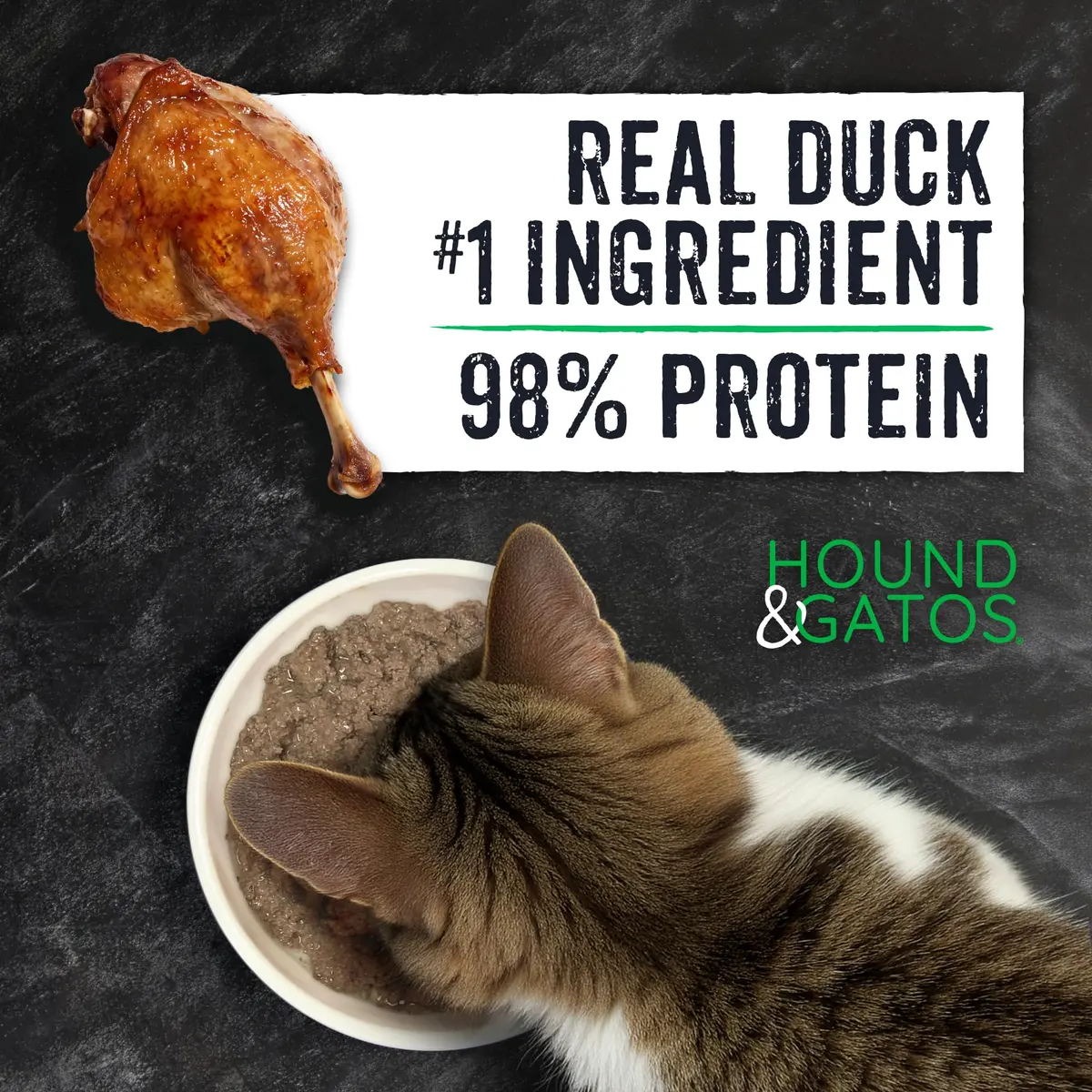 HOUND & GATOS Duck Wet Cat Food 5.5 oz Can | 98% Real Meat, Grain-Free, Limited Ingredient for Sensitive Cats - view 3