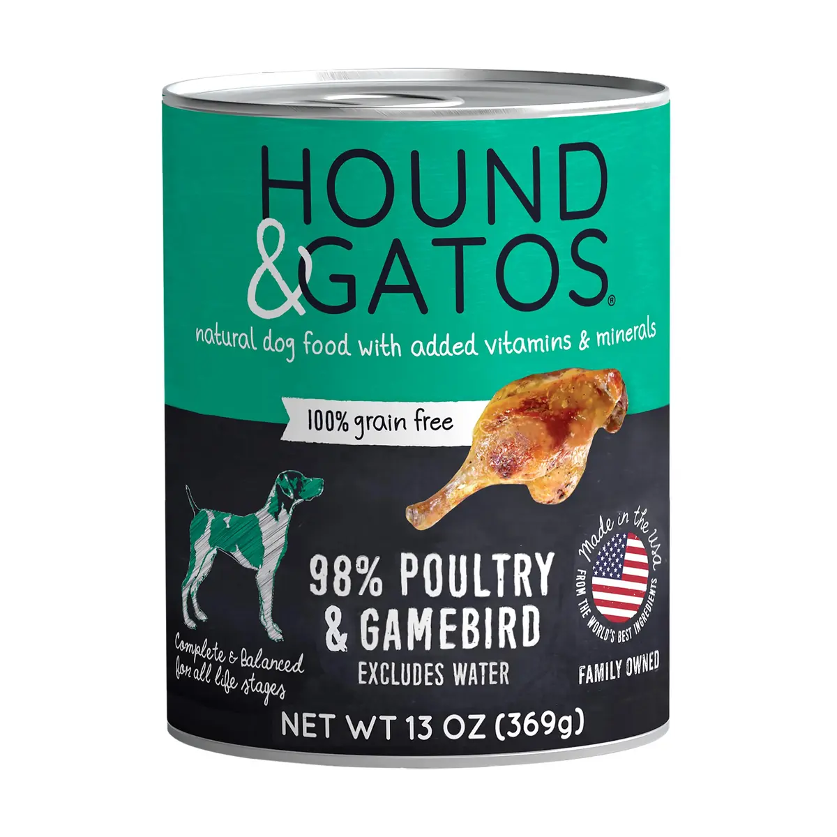 Hound & Gatos Poultry & Gamebird Wet Dog Food 13 oz | High Protein, Digestive Support, Grain Free - main product image
