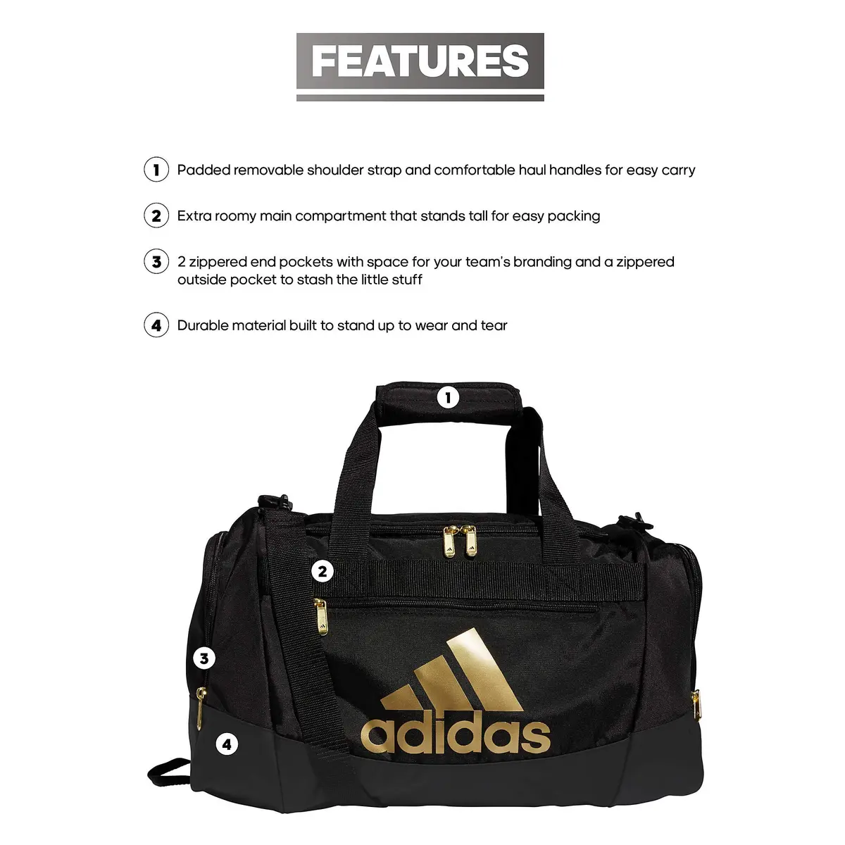 adidas Unisex Defender 4.0 Gym Duffel Bag for Men and Women | Water-Resistant, Spacious, Durable - view 2