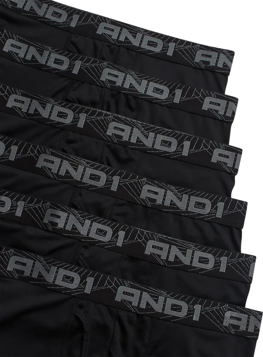 AND1 Mens Boxer Briefs 6 Pack | Moisture Wicking, Performance Fit, Black, 6" Inseam - view 4