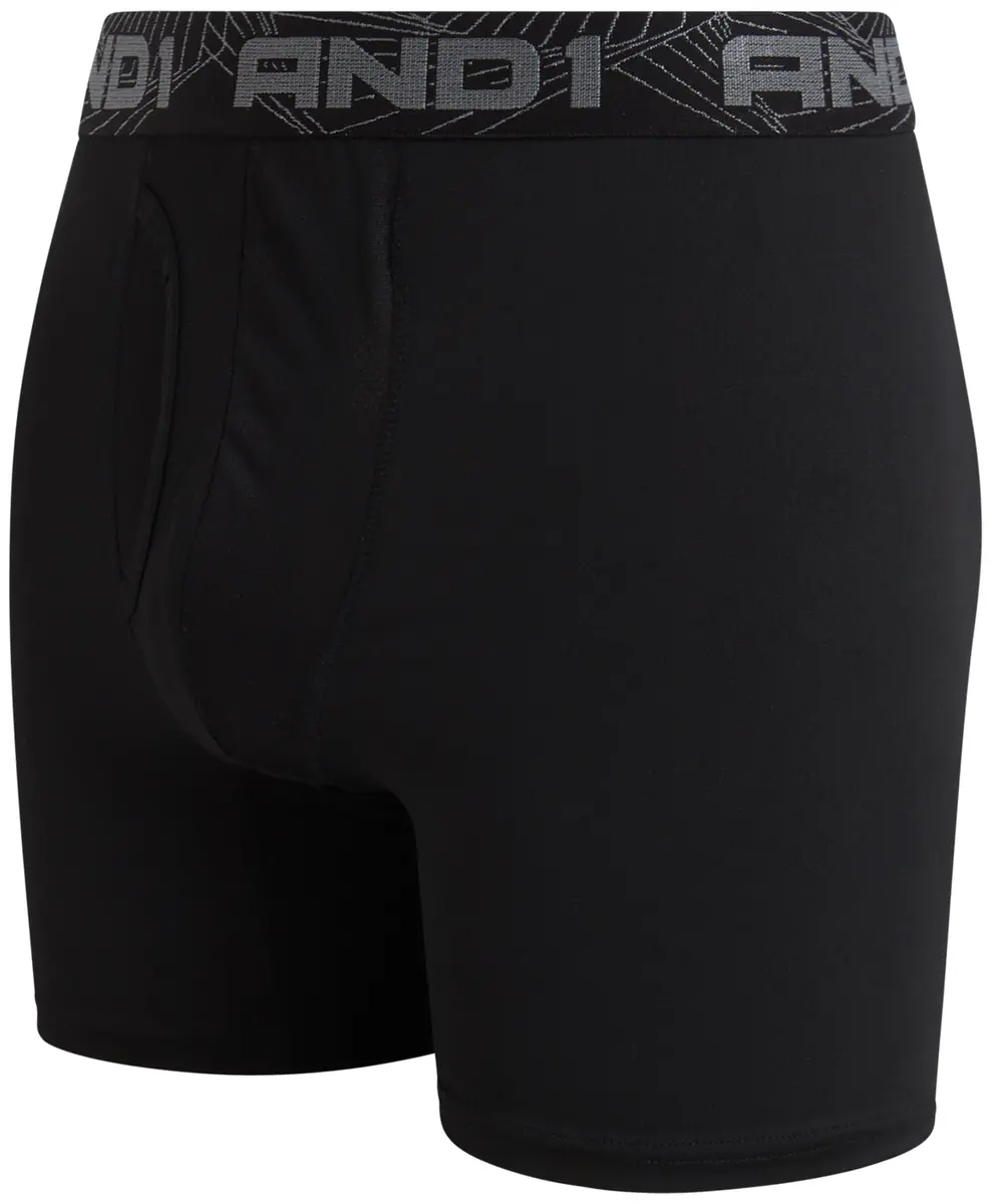 AND1 Mens Boxer Briefs - 6 Pack Platinum Performance with Fly Pouch | Moisture Wicking, 6" Inseam, Small, Black - view 6