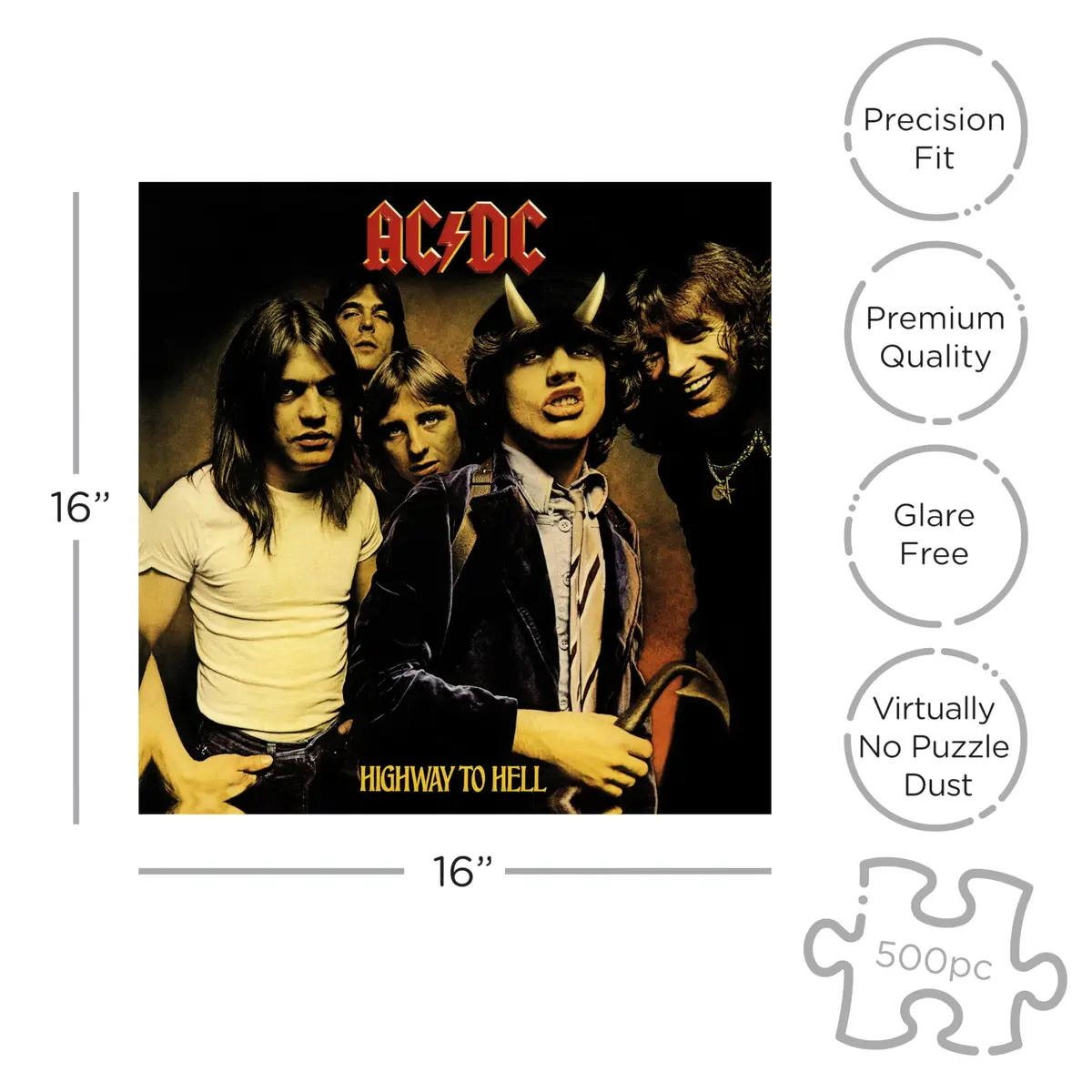 RockSaws AC/DC Highway to Hell 500 Piece Jigsaw Puzzle | Officially Licensed Music Memorabilia (41cm x 41cm) - view 2