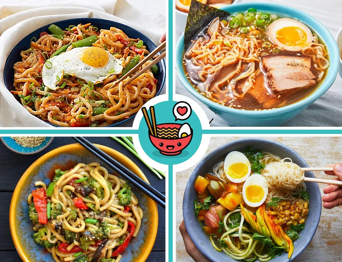 Practimondo 4 Noodle Bowls Set - large 32oz ramen bowl for authentic Asian cuisine with dipping bowls, spoons, chopsticks & stands - view 5