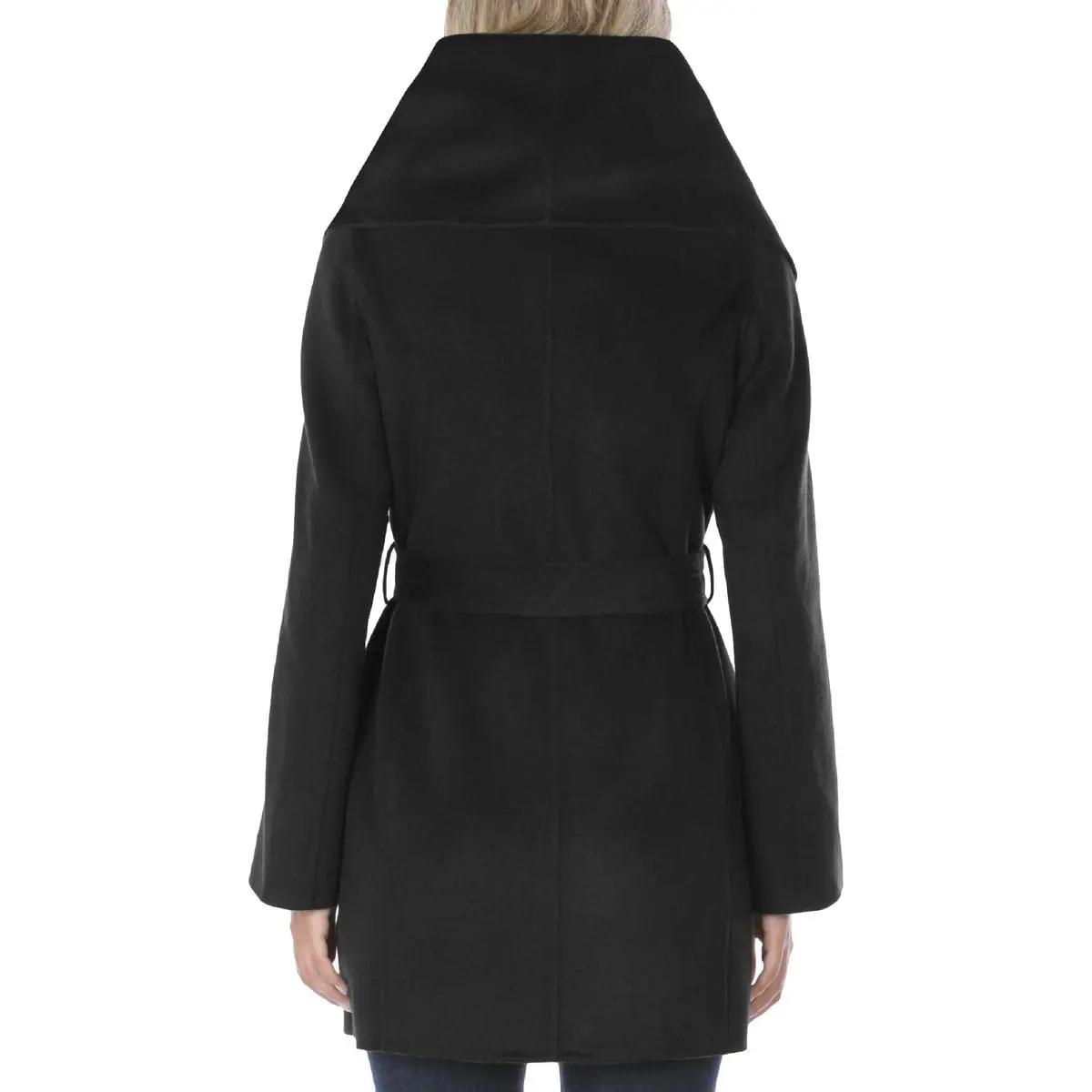TAHARI Women's Double Face Wool Blend Wrap Coat with Oversized Collar, Small US | Lightweight Warmth & Feminine Style - view 3
