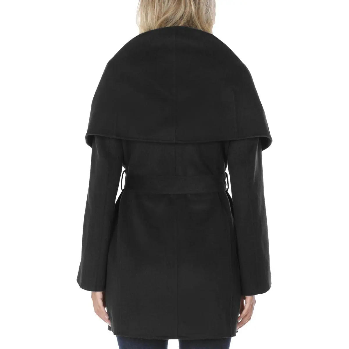 TAHARI Women's Double Face Wool Blend Wrap Coat with Oversized Collar, Small US | Lightweight Warmth & Feminine Style - view 4