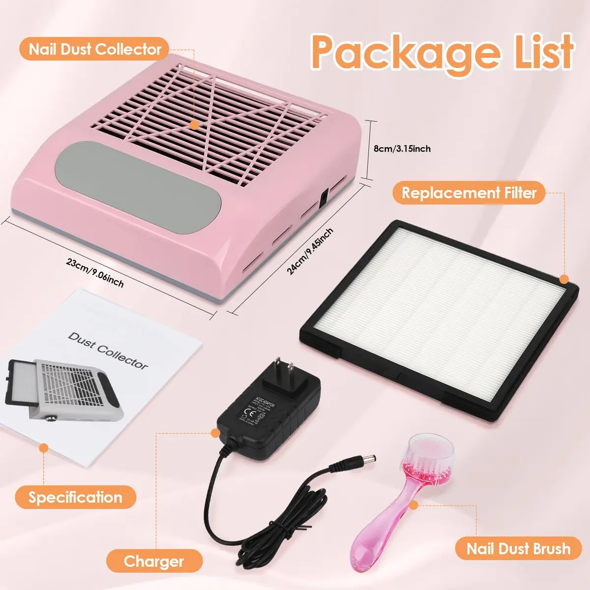 CoFashion Nail Dust Collector for Acrylic Nails 80W Adjustable Vacuum Machine | Powerful Dust Extraction for Manicure - view 6